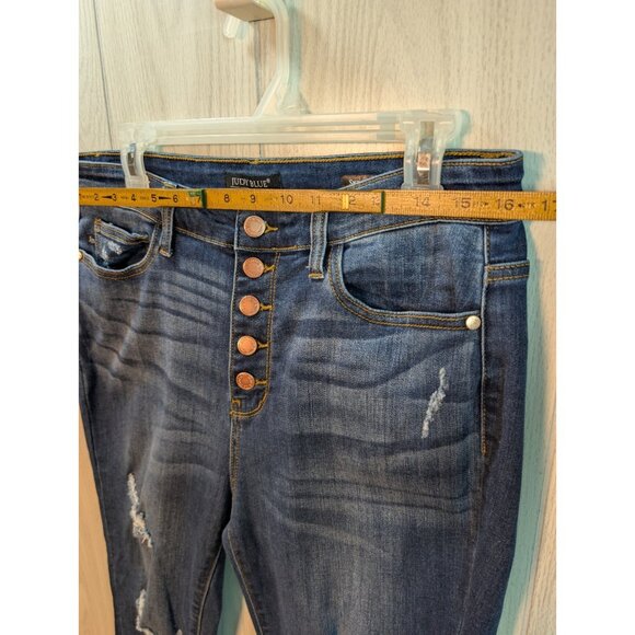 Judy Blue Jeans Womens 13/31 Skinny Fit Dark Wash Slim Casual Pants Button Fly - Picture 7 of 10